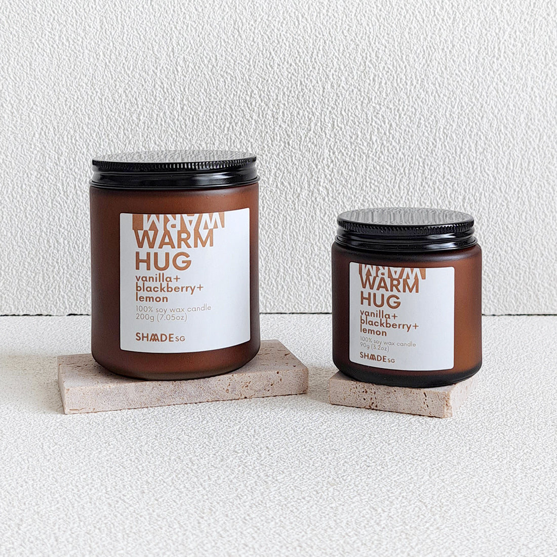 warm hug . vanilla + blackberry + lemon candle