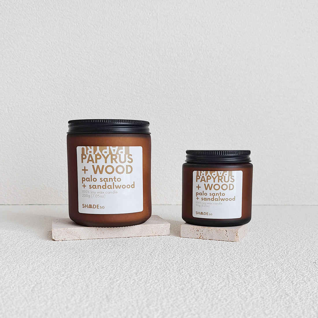 papyrus wood palo santo and sandalwood soy wax candle