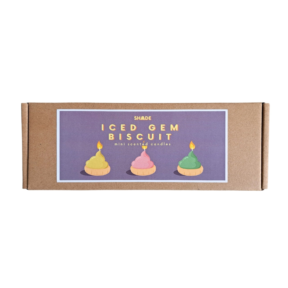 iced gem biscuit . gift candle